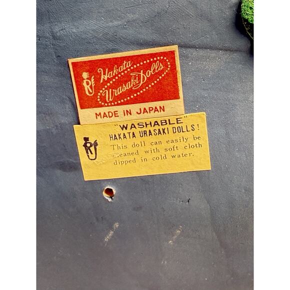 Vtg Hakata Urasaki Dolls Japan Clay Figurine Man Playing Biwa Lute 8" Handpaint - Picture 5 of 8